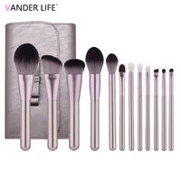 new 12 pcs grapes purple color soft hair makeup brushes set powder foundation eyebrow eyeliner cosmetic makeup brush with bag