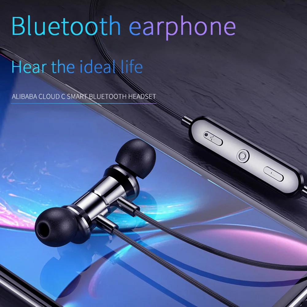 Bluetooth 5 0 Беспроводные наушники с микрофоном Магнитная bluetooth гарнитура HD Bass
