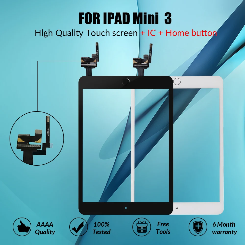 

Touchscreen For iPad Mini 3 Mini3 Touch Glass Screen Digitizer Home Button With IC Conector For iPad mini 3 A1599 A1600 A1601