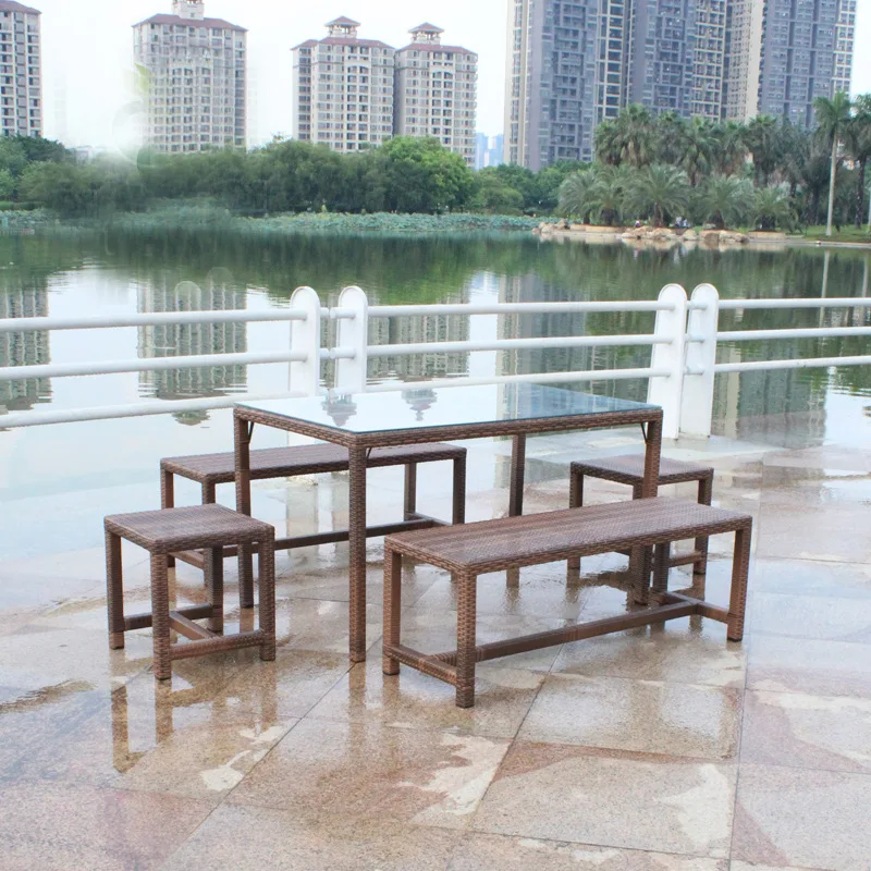 

Уличные столы и стулья для отдыха, композитная мебель из ротанга, набор из трех или пяти стульев из ротанга для балкона, двора, ротанга