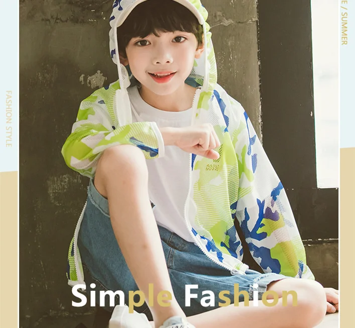 

Children's Clothing For Boys Camouflage Hooded Sun Protection Clothing Kids Baby Zipper Design Nylon Coat Tops Jacket ZL56