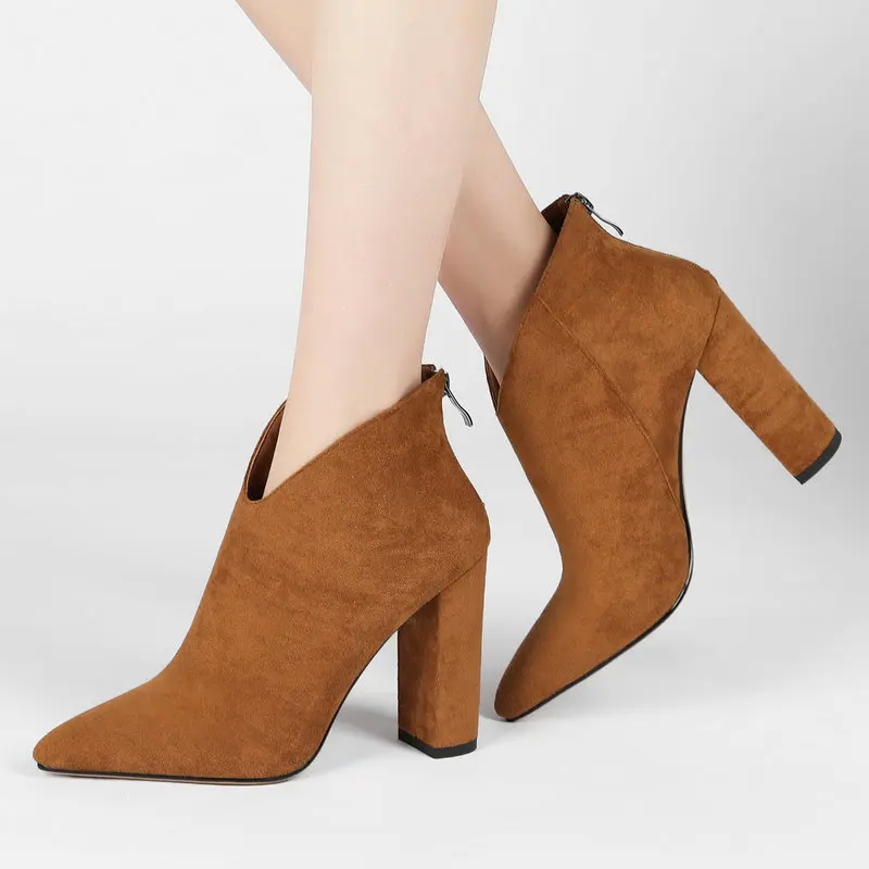 

Женские замшевые ботильоны на молнии, на высоком устойчивом каблуке, большие размеры 42 43