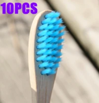 10Pcs Blue Дизайн, разноцветные бамбуковые зубные щетки, Экологичная деревянная зубная щетка с мягкой щетиной, зубная щетка для ухода за полостью рта для взрослых - Цвет: 10Pcs Blue