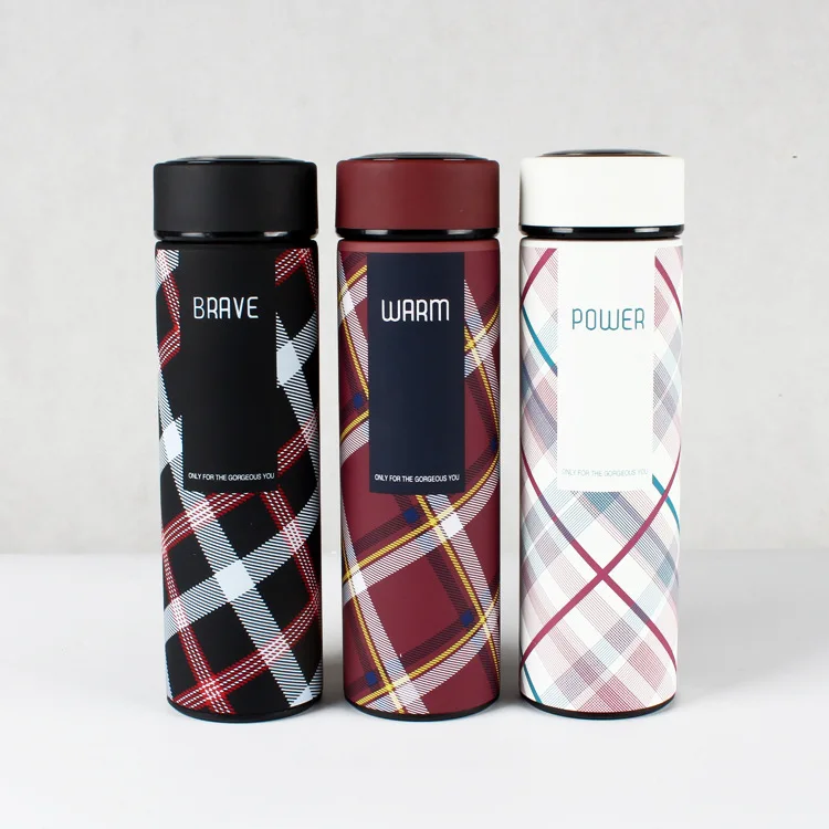 

2018 New fashion classic Scotland lattice pattern bussiness style food grade 304 stainless steel vacuum cup heat insulation