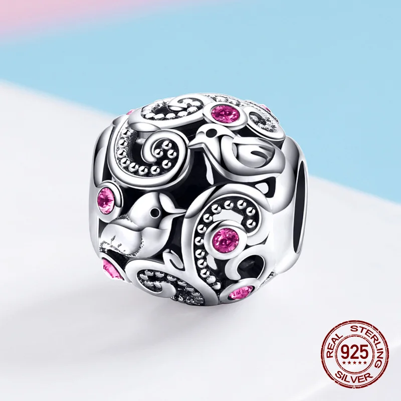 Подлинное серебро 925 пробы модные бусины Милая Птица Шарм подходит браслет и