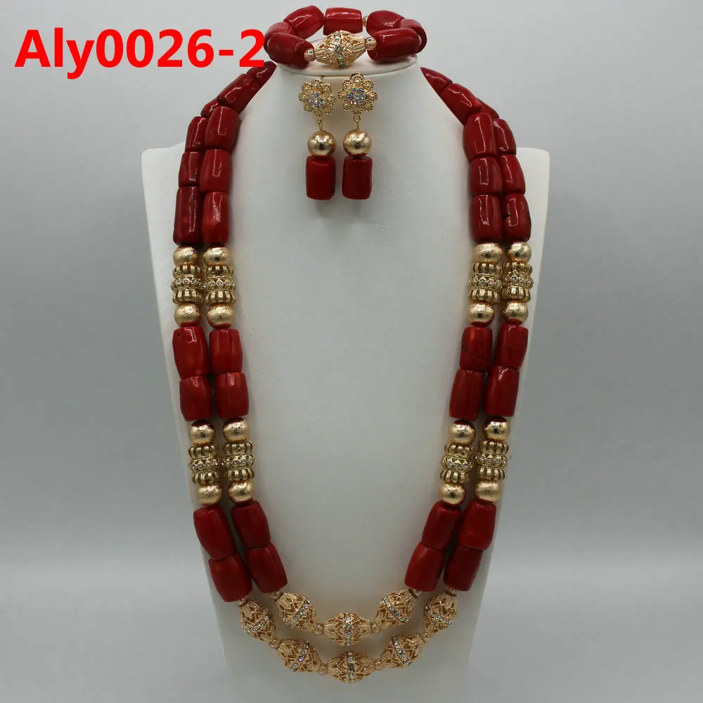 

Natural Coral Beads Fabulous Coral Wedding African Beads Jewelry Sets Luxury Bride Costume Statement Necklace Jewelry Set