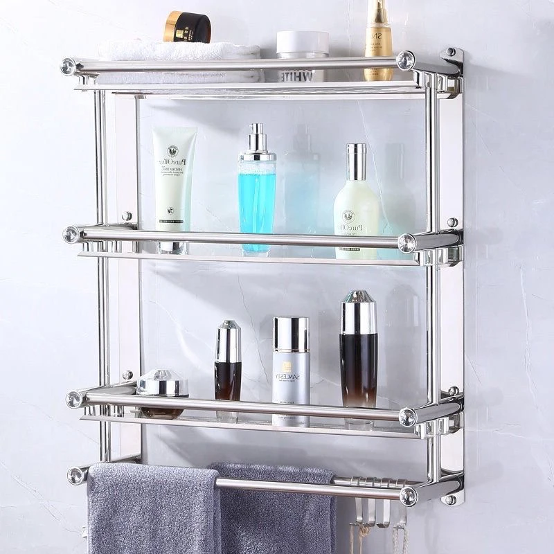 

Towel Rack Punch-Free Bathroom Shelves Bath Shower Shampoo Holder Folding Wall Organizer Hanger Aluminum Kitchen Storage Shelf