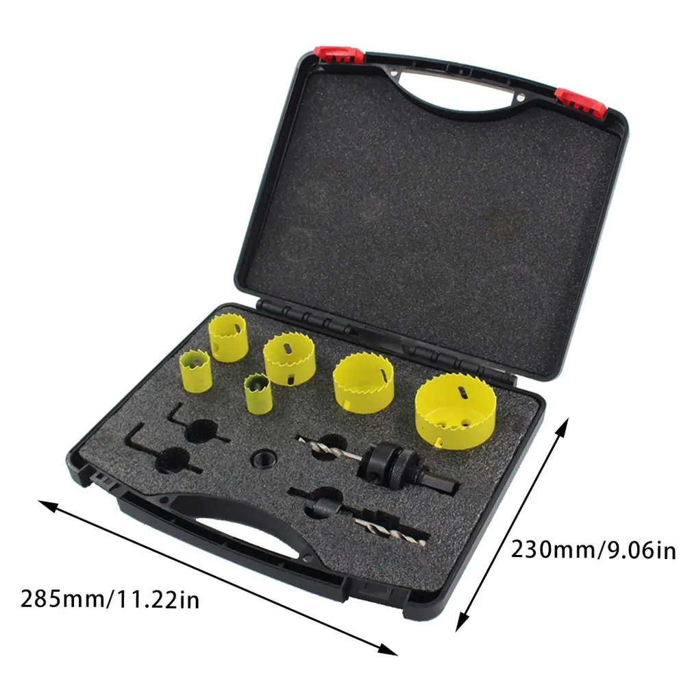 

M42 Bimetal Hole Opener Hole Set Gypsum Board Pvc Plastic Downlight Woodworking Hole Opener Set 9Pc