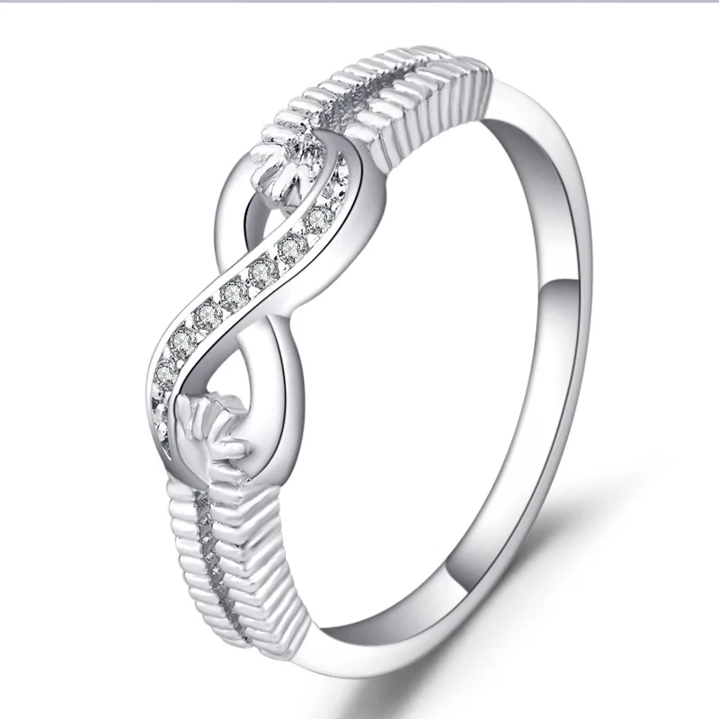 Кольцо бесконечности из стерлингового серебра 925 пробы с фианитом CZ дамское