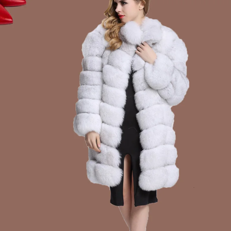 Женская длинная шуба из искусственного меха зимняя в Корейском стиле белого