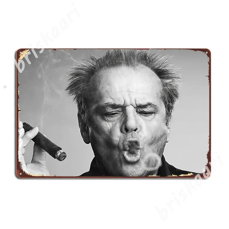 

Jack Nicholson, Cigar, Smoke Rings, Black And White Photography Metal Signs Wall Cave Club Bar Custom Plaques Tin sign Posters