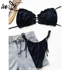 Однотонное бикини In-X, купальник с лямкой на шее, стринги, женские купальные костюмы, стринги, купальник, комплект бикини, женские костюмы для ванной, mujer 2022