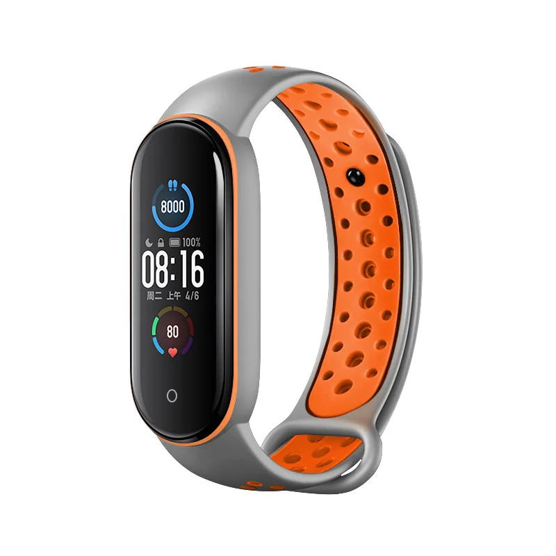 Breathable Strap For Xiaomi Mi Band 4 5 3 6 Two Color Sport Silicone Wristband For Mi Band 6 4 3 5 Bracelet Replacement Strap