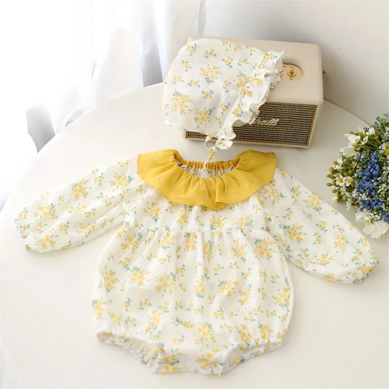 

Детский цветочный комбинезон с длинным рукавом, для новорожденных