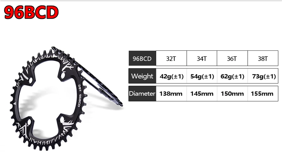 MTB шатун для дорожного велосипеда 96BCD/104BCD круглой формы узкий широкий 32 T/34 T/36 T/38 T круг коленчатого вала одна пластина цепного колеса части цикла