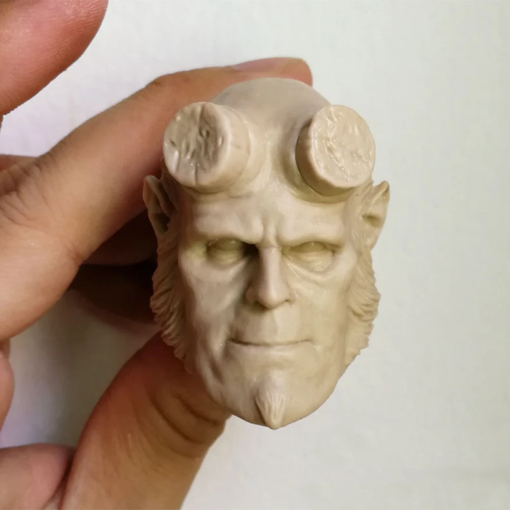 Масштаб 1/6 Неокрашенная голова лепка в стиле C Hellman Hellboy без рисунка подходит для