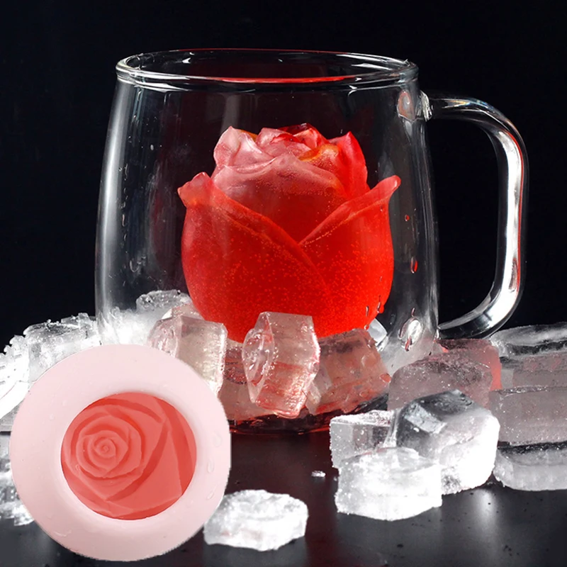 

Ice Cube Form Silicone Rose Shape Icecream Mold Tray 3D Big Ice Cream Ball Maker Reusable Whiskey Cocktail Mould Bar Tools