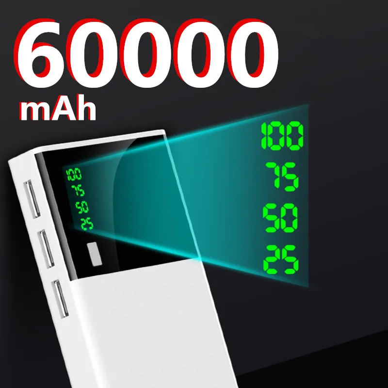 Внешний аккумулятор высокой емкости на 60000 мА · ч с USB портами|Внешние