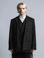 mens new spring 2021 yamamoto style mens suit jacket loose large size two piece black belt vest