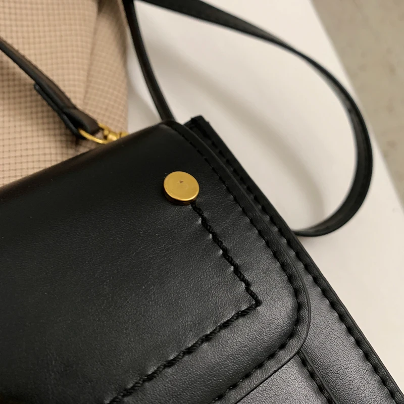 

Fashion Thread Square Flap Bag for Women Luxury PU Rivet Shoulder Bags Casual Lady Classic Texture Leather Crossbody Handbag Sac