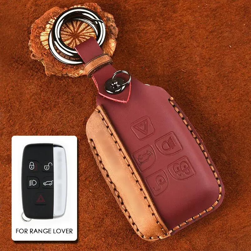 Land Rover- Red Для Jaguar Land Rover автомобильный брелок кольцо чехол держатель ручной работы из натуральной кожи - Название цвета: Land Rover- Red
