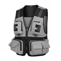 fonoun fishing vest detachable multiple pockets breathable grid mesh comfortable wear resisting with reflective stripe ff63