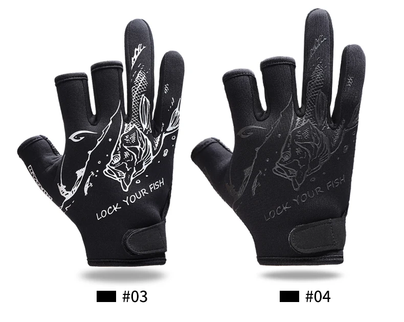 Рыболовные перчатки с тремя пальцами водонепроницаемые износостойкие тканевые