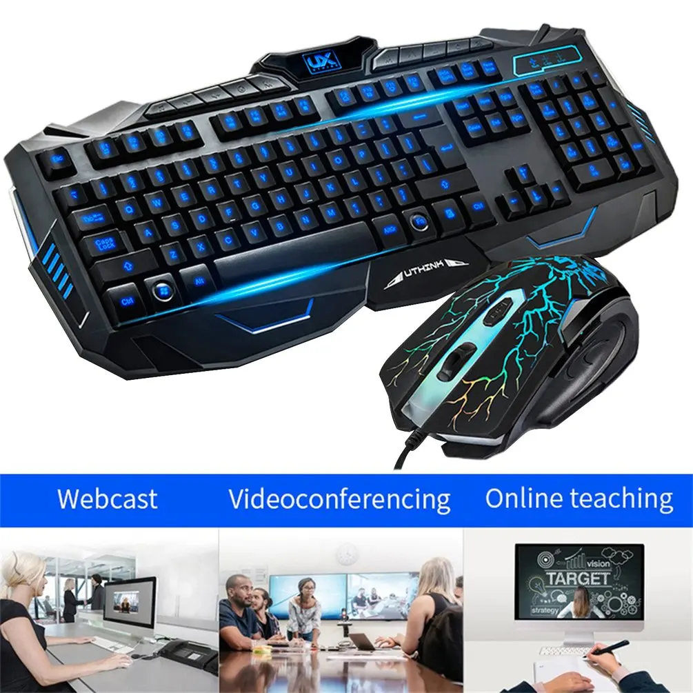 

Luminous Gaming Keyboard and Mouse Set USB Wired Keyboard Gamer Set LED Luminous Keyboard and Mouse Set for PC Laptop