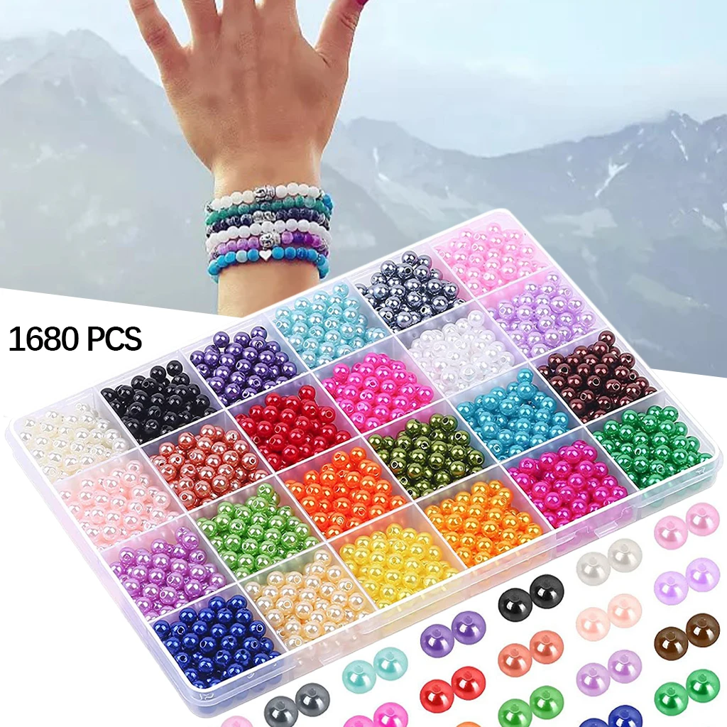 1680pcs Round Pearl Beads 6mm DIY Craft 24 Mixed Colors Plastic Spacer | Украшения и аксессуары