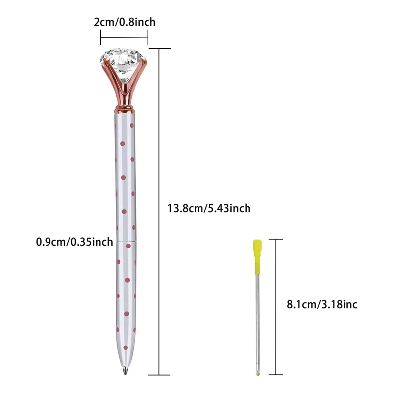 

5 Pcs Big Crystal Diamond Ballpoint Pen with English Language Thicken Notebook A5 Leather Soft Cover