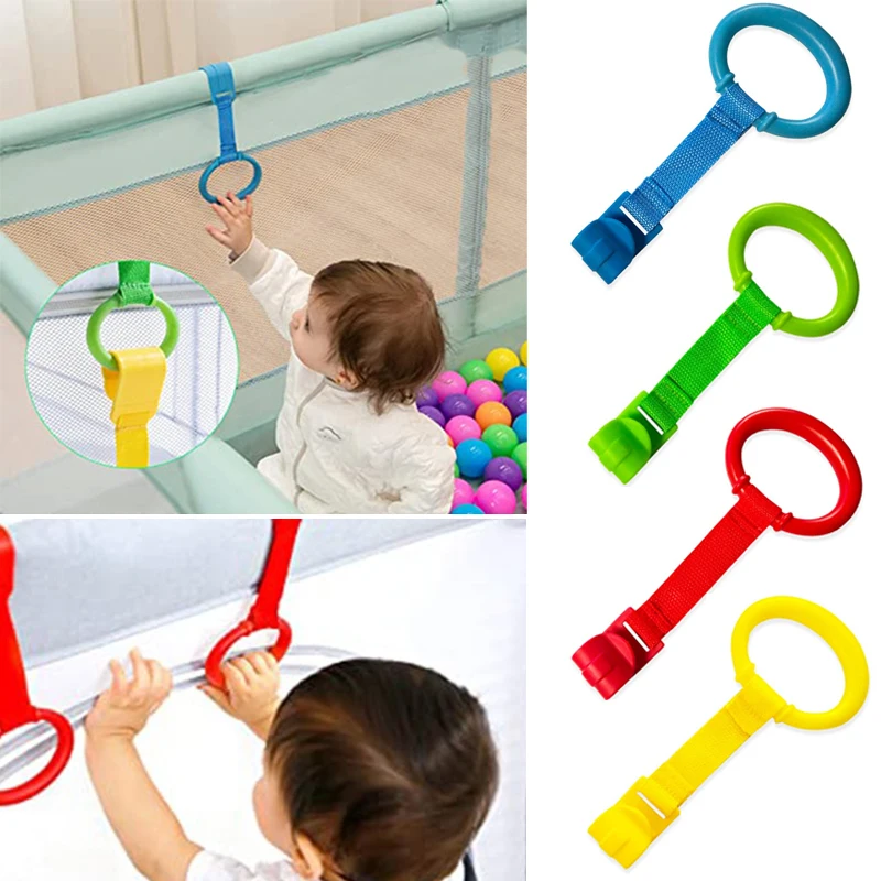 4pcs/lot Pull Ring For Playpen Baby Crib Hooks General Use Hooks Baby Toys Pendants Bed Rings Hooks Hanging Ring Help Baby Stand