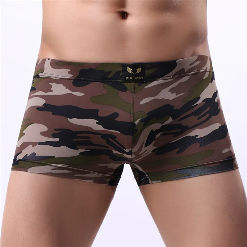 4PCS/Lot Men Underwear Camouflage Boxer Nylon Breathable Male Panties U Convex Men Boxer Shorts Calzoncillo Men Underpants
