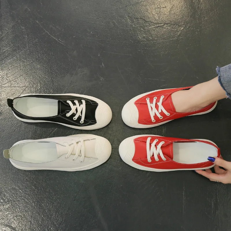 Spring/Autumn Fashion Women Shoes The New Casual Mixed Colors Lace-Up Round Toe Shallow Breathable High Quality Thick bottom PU