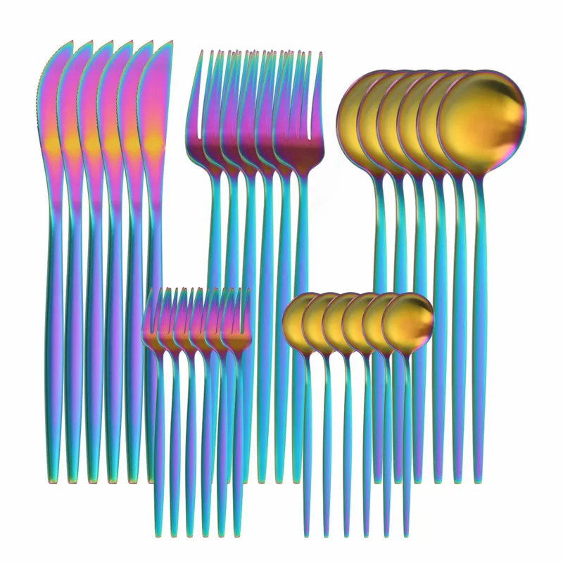 

Western Cutlery Set 30 Piece Stainless Steel Tableware Kitchen Set Dinnerware Forks Spoons Knives Dinner Set Complete Flatware