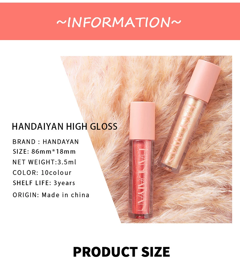 

Moisturizing Glitter Lip Women's Cosmetics Pearl Lipstick Professional Makeup Artist High Quality Long Lasting Lipglos Handaiyan