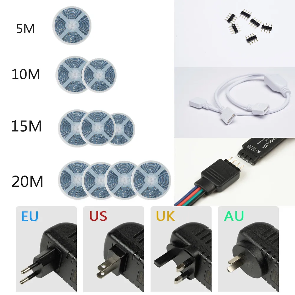 

LED Strip Lights 5M 10M 15M 20M SMD 5050 NoWaterproof Bluetooth TV background wall decoration lighting Diode Tape 12V Color Neon
