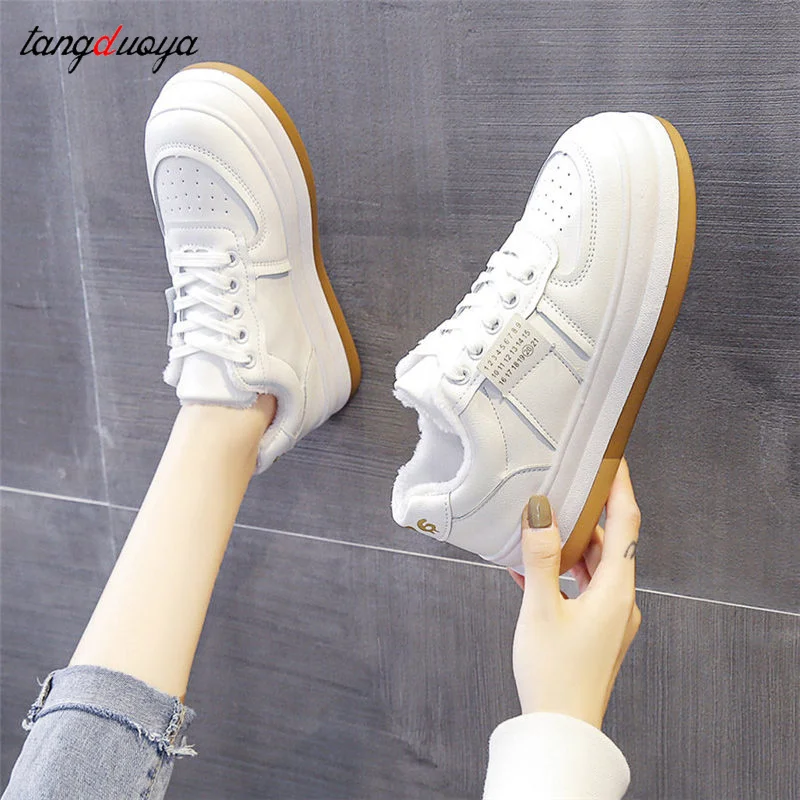 

Women's White shoes Casual Woman Vulcanize Sneakers Breathable Sport Walking Running Summer Platform Flats Shoes Add cotton boot