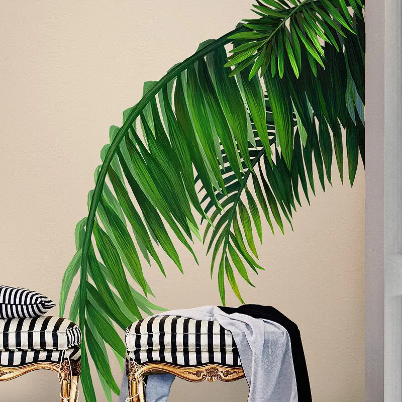 Наклейки на стену в скандинавском стиле с зелеными растениями листьями для