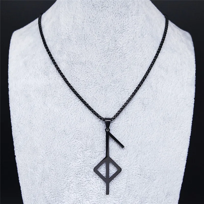 

Nordic Bindrune - Good Health Stainless Steel Necklace Men/Women Black Color Necklaces Jewelry acero inoxidable joyeria N1271S03
