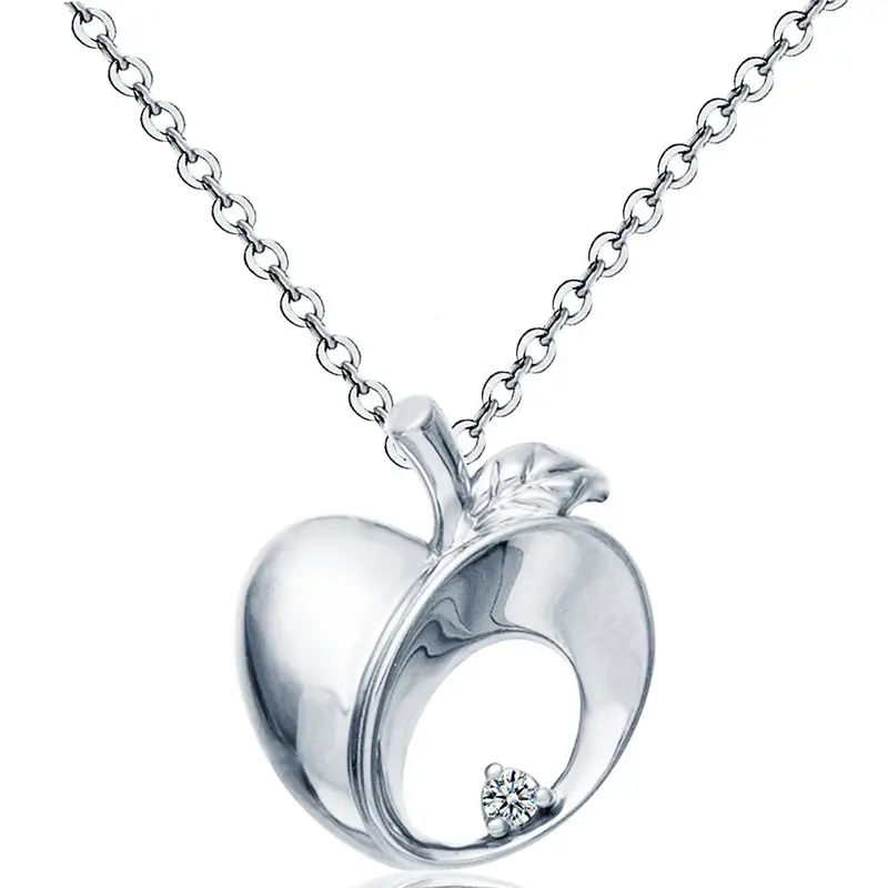 Ожерелье с подвеской в виде яблока из кристаллов ожерелье нержавеющей стали