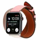 Ремешок двойной для Apple Watch Series 7 6 5 4 3 2 1, кожаный браслет для iWatch 42 мм 38 мм 40 мм 44 мм, 4145 мм