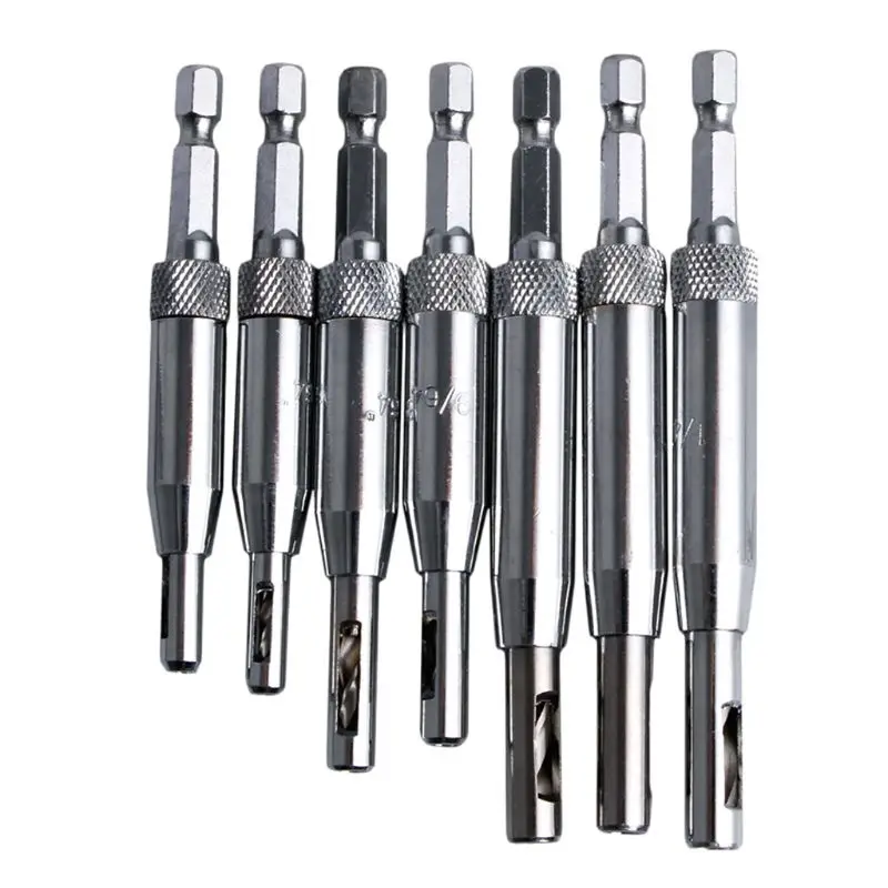 

7Pcs Self Centering Door Window Hinge Twist Wood Drill Bit Hole Puncher New
