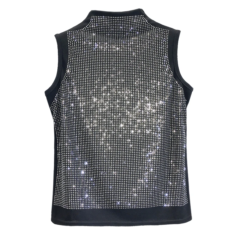 

2021 summer wear new heavy-duty hot diamond sleeveless t-shirt design waistcoat wearing t-shirt foreign style