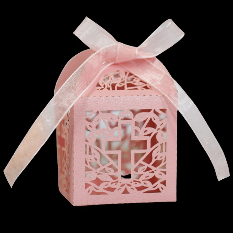 10 шт. крест Лазерная резка свадебные сувениры подарки коробка полые религиозные