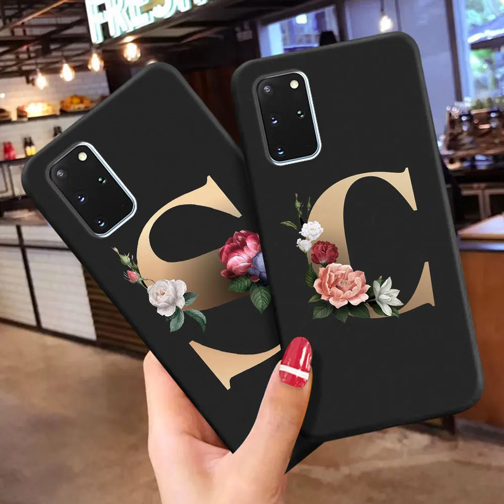 

Cute letter rose art phone case For samsung A50 A70 S8 S9 plus S10 E S7 A10 A20 M10 Silicone TPU Case For samsung S20 plus S20 U