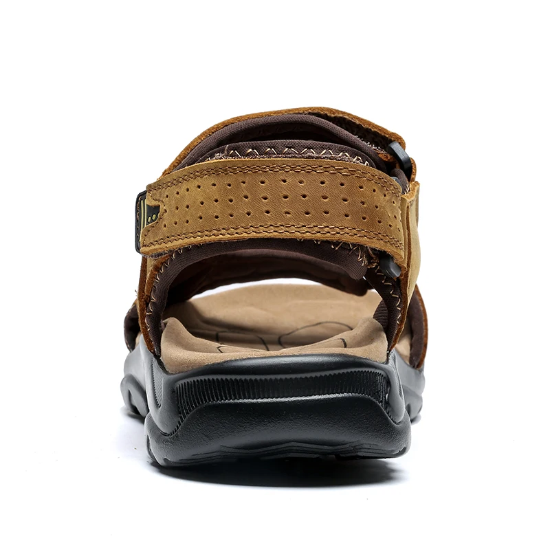 Сандалии мужские из натуральной кожи удобная Пляжная повседневная обувь для