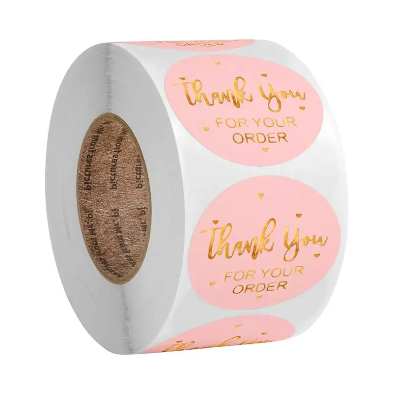 

Stationery Supply "THANK you for your order"sticker for envelope sealing labels sticker black pink transparent gold sticker