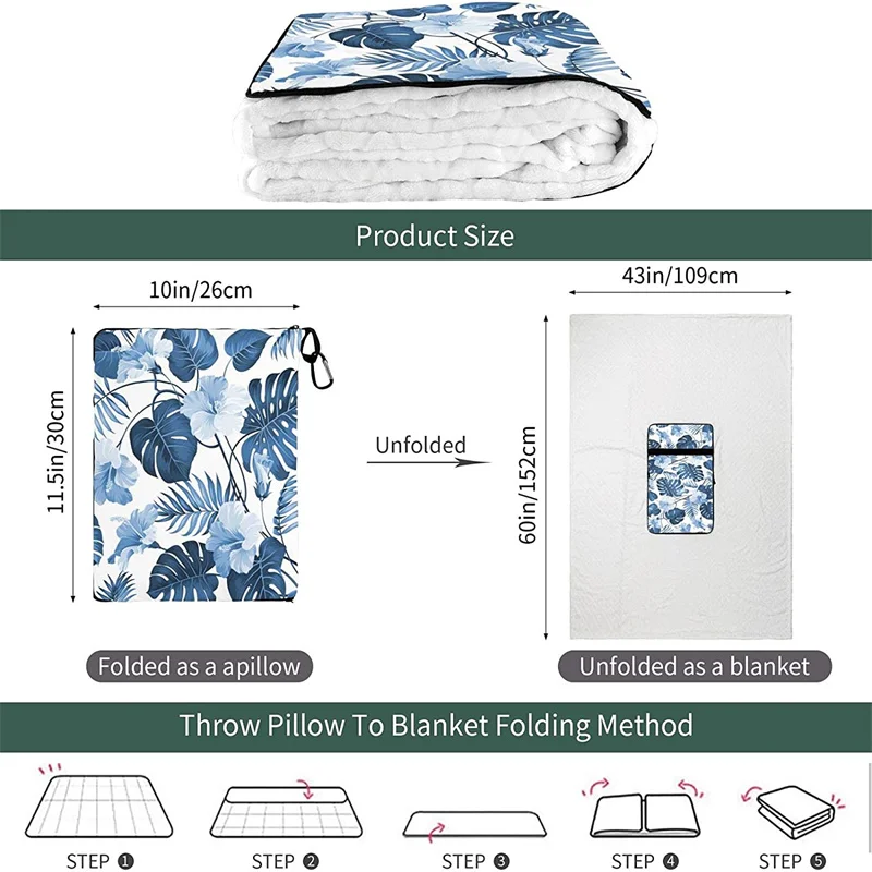 vender Folha De Palmeira Flor Viagem Travesseiro Cobertor Dois-em-um Mochila Cinta E Compacto Avião Saco Cintura Suporte 60x43 Polegadas