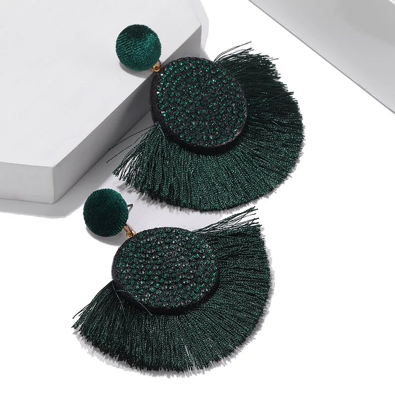 2019 корейские народные круглые Винтажные серьги массивные Серьги-кисточки с