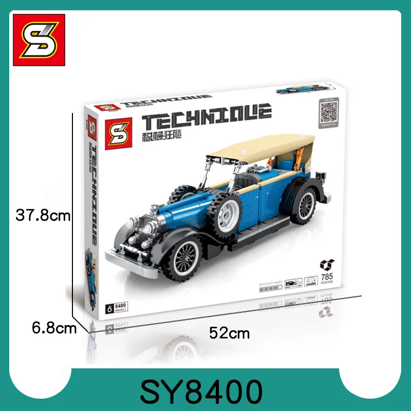 

SY8400 Mechanical Technology Hurricane Series Blue KB Classic Car Children's Puzzle Assembled Building Block Toy Model